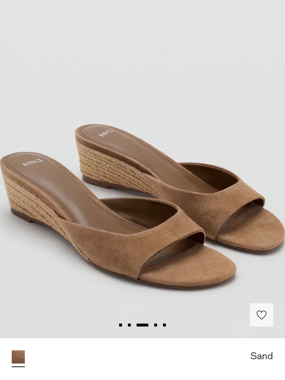 NWT • Mango Sand Suede Espadrille Wedge Slides • NEW WITH TAGS
